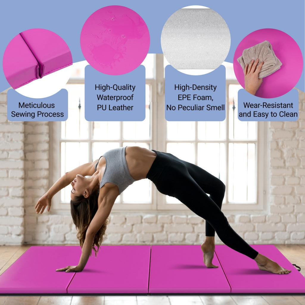 --Only Self Pickup--10 Ft. X 4 Ft. Quad Fold Gym Mat With Carrying Handle For Protective Flooring In Mixed Martial Arts, Gymnastics, And Home Gyms, 2 Inch Thick