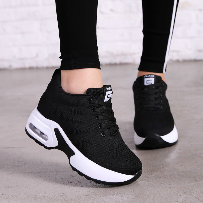 Soft Sole Mesh Breathable Height-increasing Sports Running Platform Casual Shoes