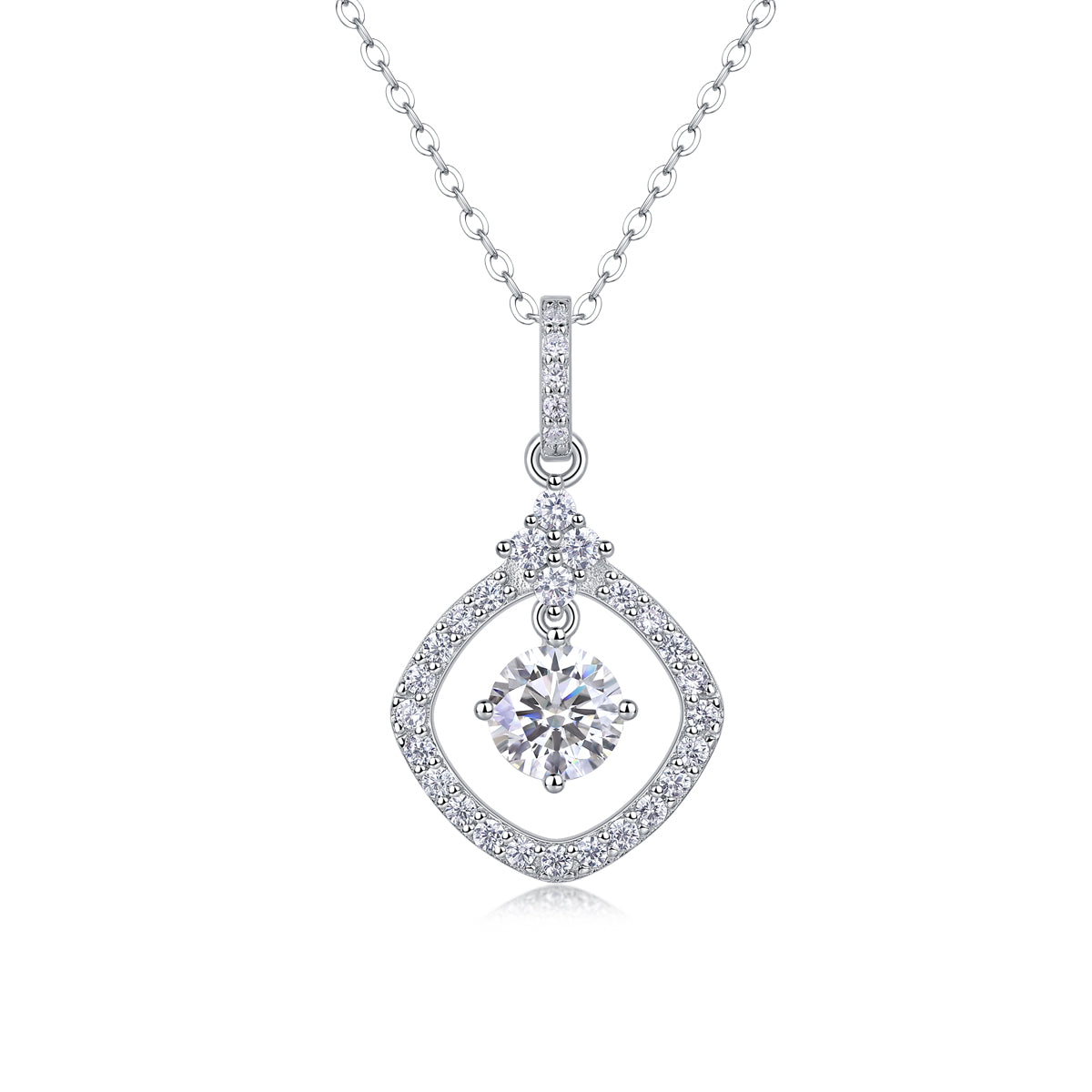 Starlight Heart-to-Heart - A Fashionable And Luxurious Diamond Jewelry Pendant Set With 1-carat Moissan Diamond S925 Sterling Silver And Platinum Plating