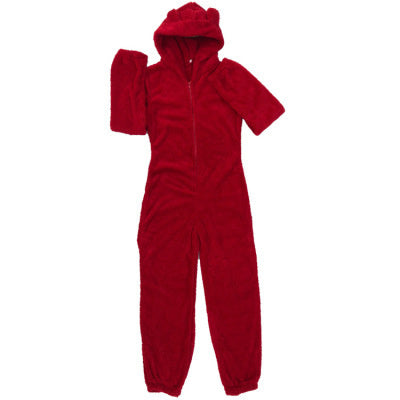 Fleece-lined Thickened Furry Jumpsuit Hooded Pajamas