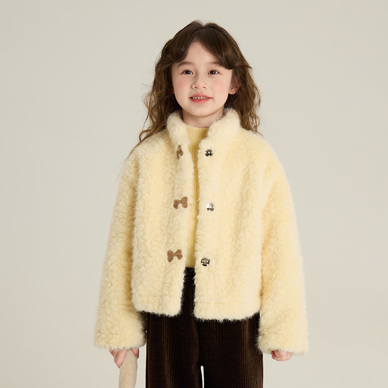 Furry Coat Children Single-layer Fleece-lined Warm-keeping Cotton Clothing