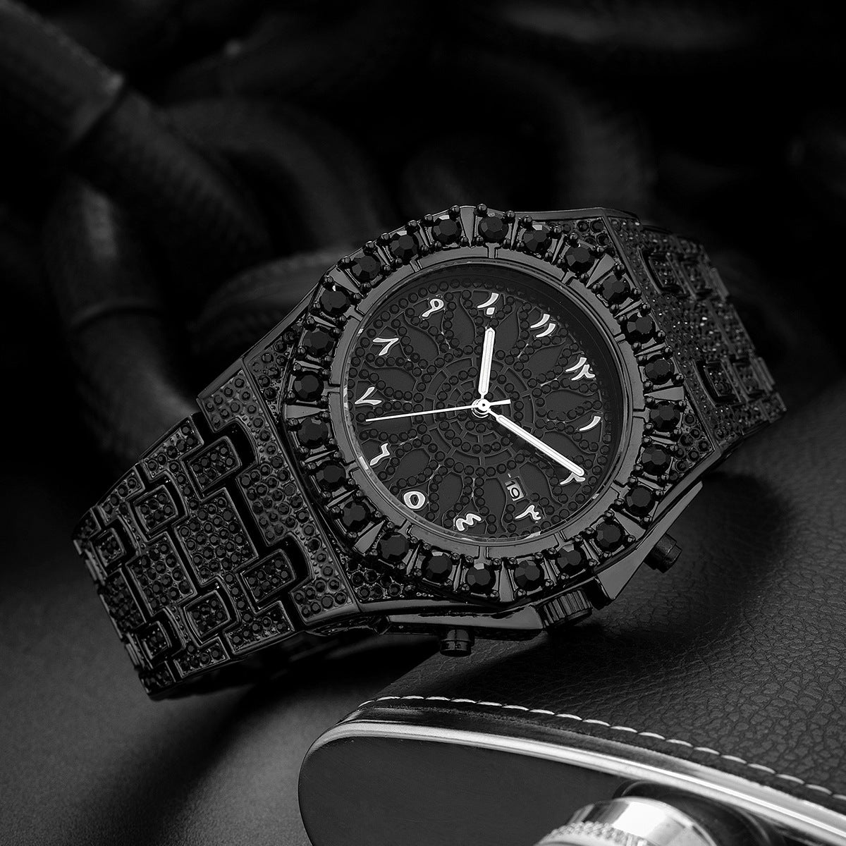 Hip Hop Niche Design Full Diamond Arabic Scale Men's Watch