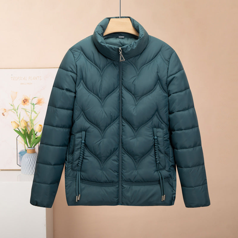 Fashion Stand Collar Pure Color Cotton Clothing Women